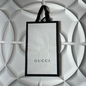 Gucci black and white signature shopping bag